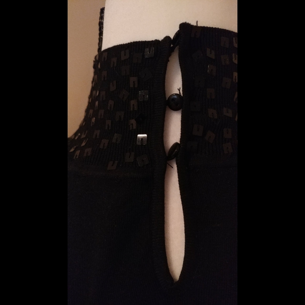 WHBM White House Black Market Black Sequin Top XS - Picture 4 of 5